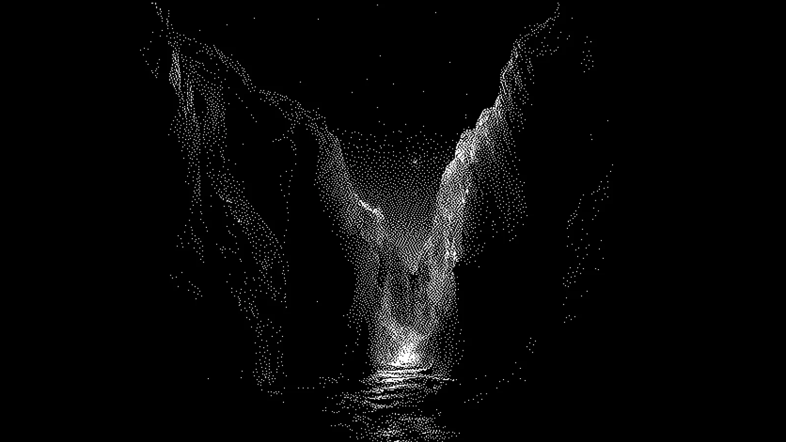 Dithered canyon landscape